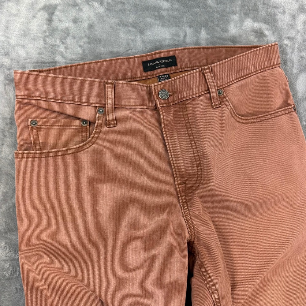 Banana Republic Athletic Corduroy Jeans Men's Size 33x32 Orange Terracotta Pants - Picture 4 of 7